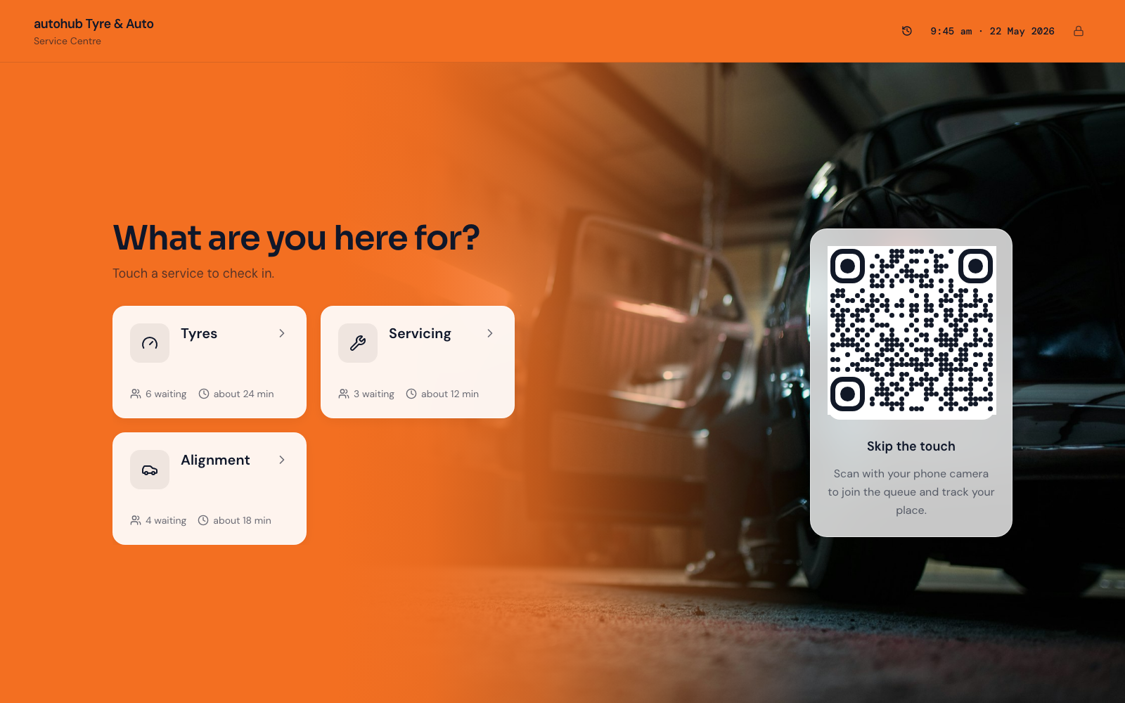 Join kiosk at autohub Tyre & Auto (Service Centre) showing automotive services