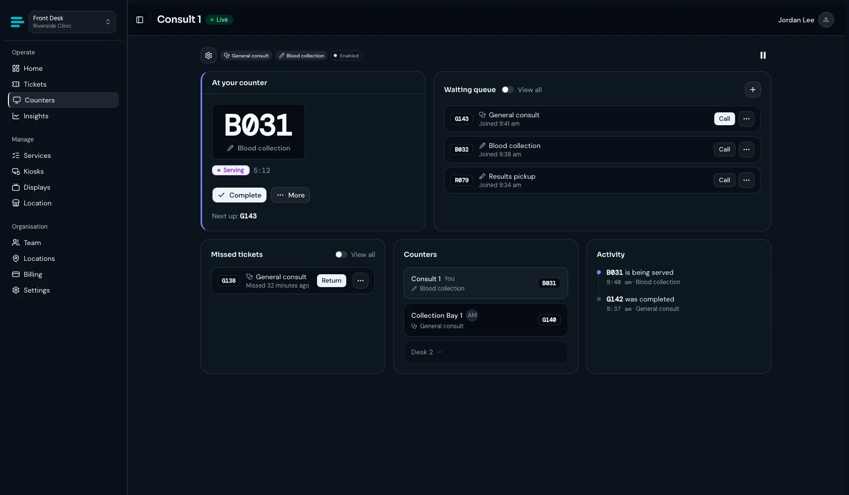 Counter Manager on desktop with the phone remote for the same desk