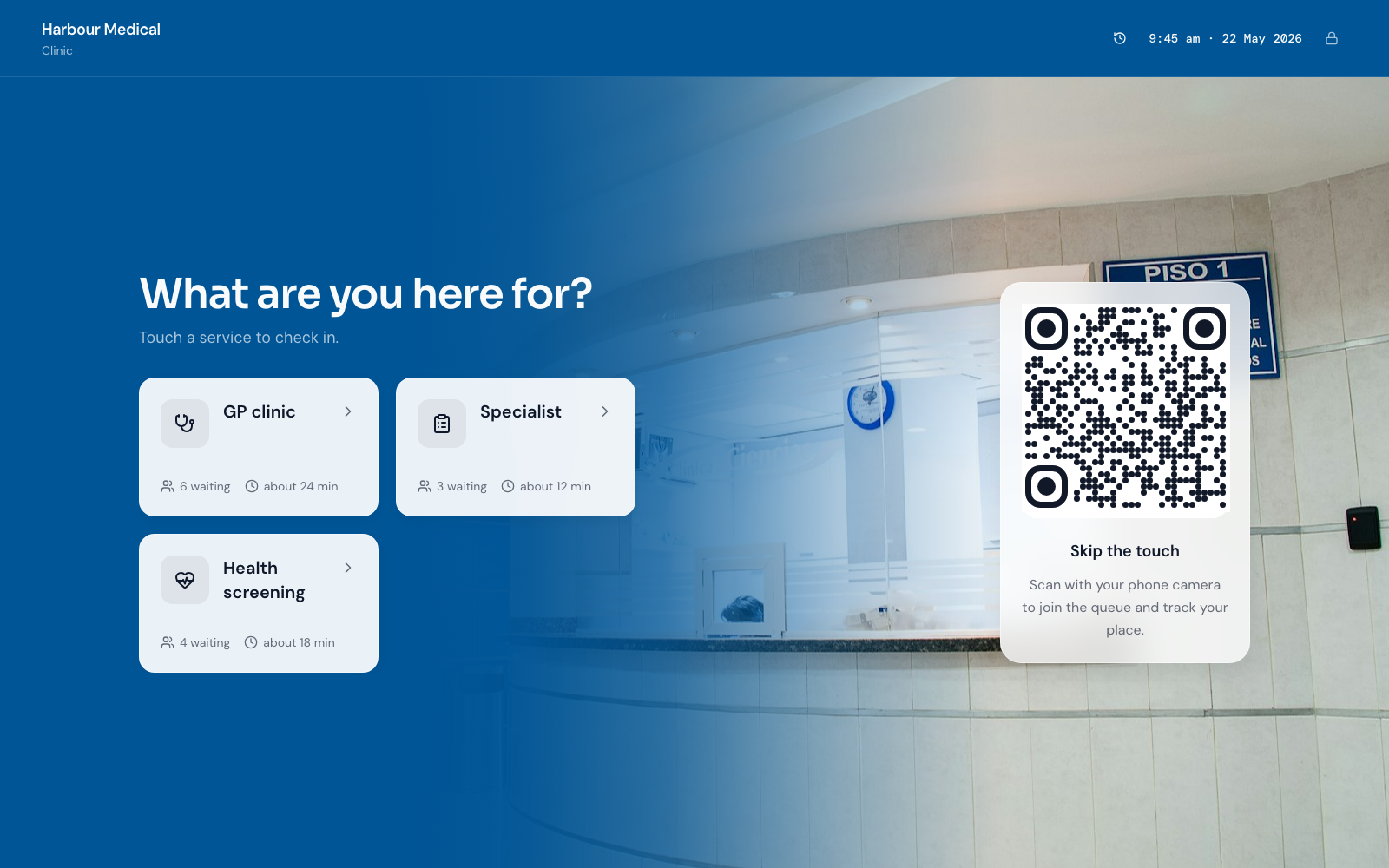 Join kiosk at Harbour Medical (Clinic) showing healthcare services